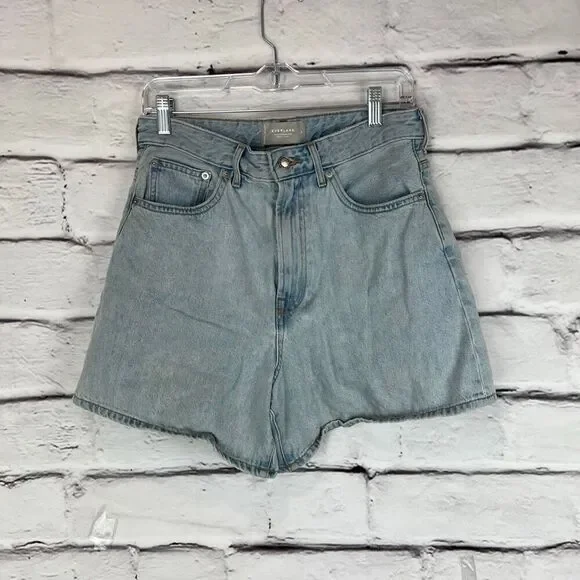 Everlane Women's A-Line Denim Shorts Light Blue High-Waisted Size 28 - Picture 2 of 6